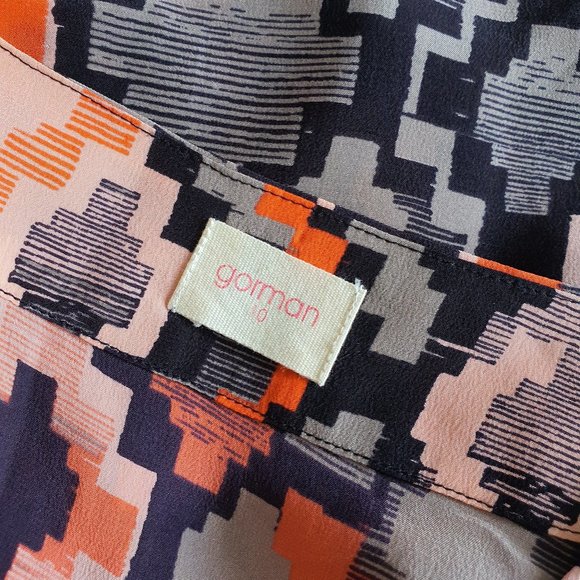 Gorman Geo Abstract Puff Sleeve Silk Dress - Picture 8 of 9